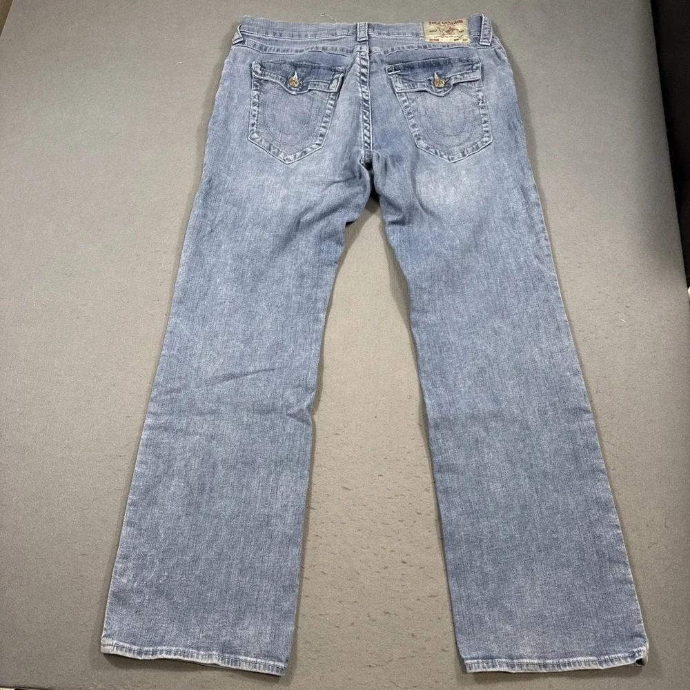 True Religion Jeans Mens 38/33 Blue Billy Flap Pockets Relaxed Bootcut